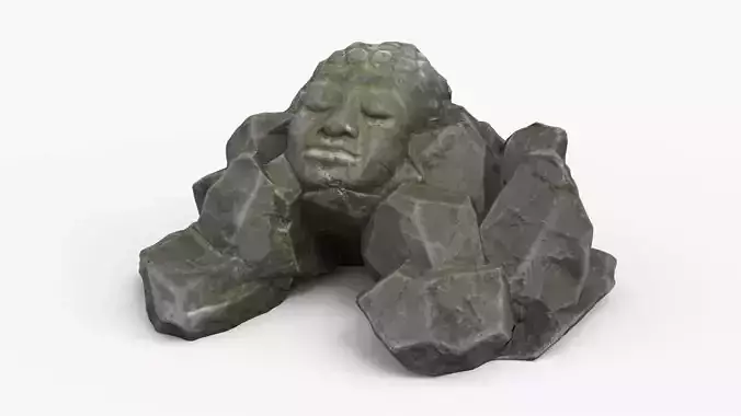 Rock Buddha 1007 - Grey Jagged Stone Low-poly 3D model