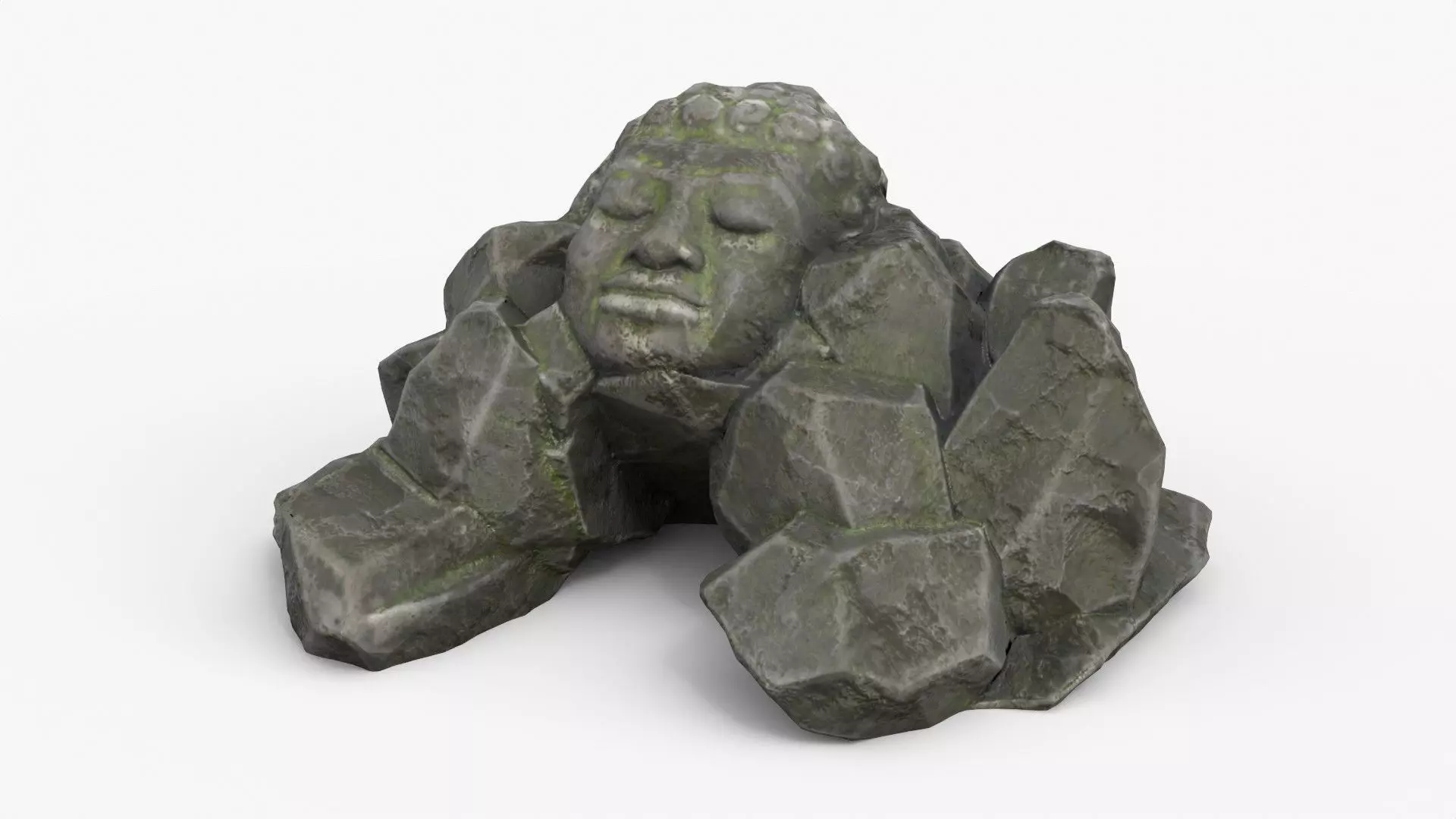 Rock Buddha 1007 - Grey Jagged Stone Low-poly 3D model_0