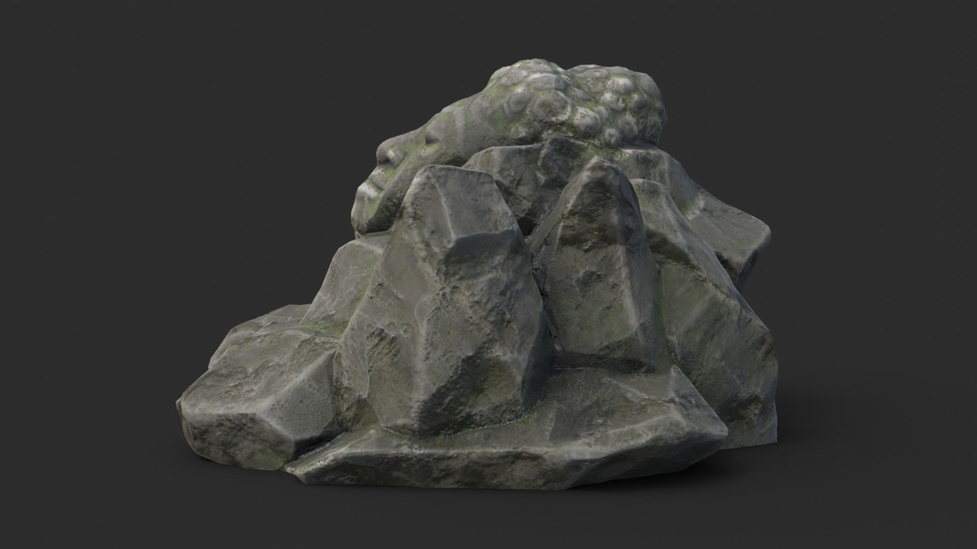 Rock Buddha 1007 - Grey Jagged Stone Low-poly 3D model_5