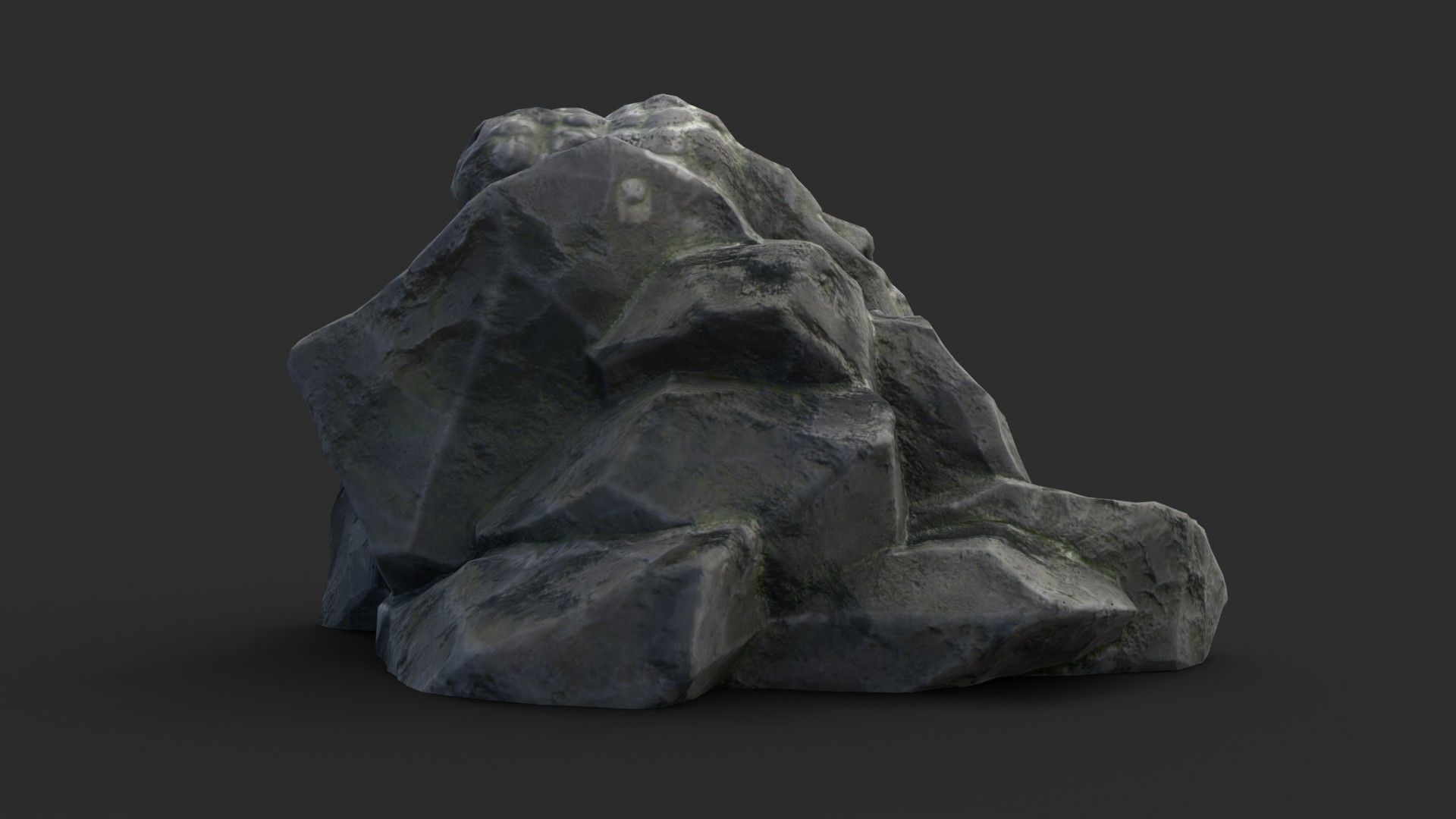 Rock Buddha 1007 - Grey Jagged Stone Low-poly 3D model_3