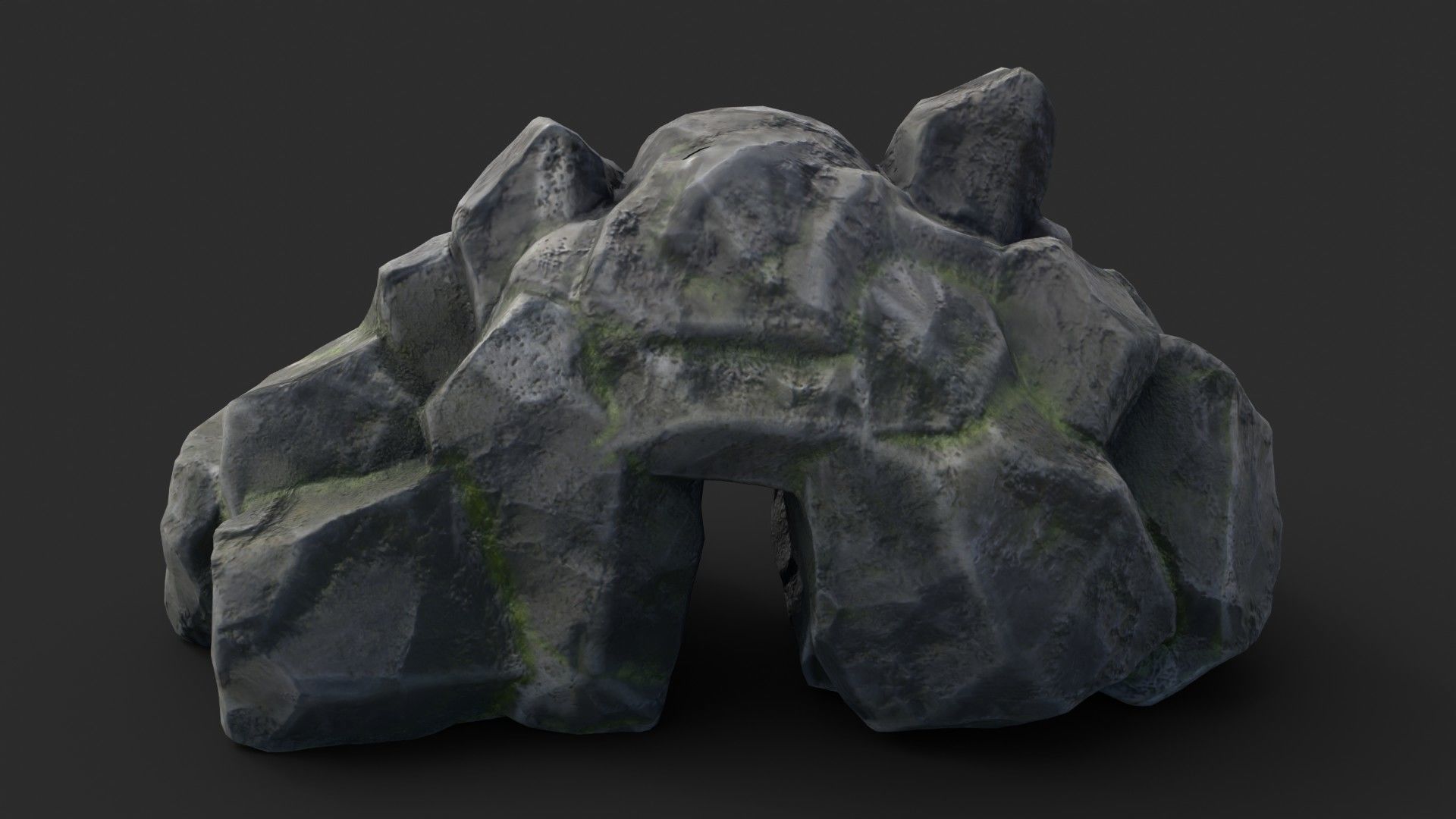Rock Skull 1001 - Grey Jagged Stone Low-poly 3D model_4