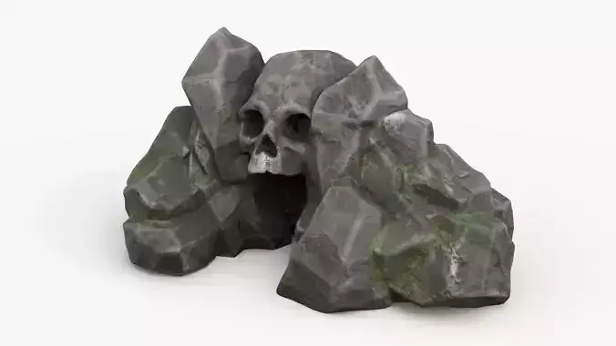 Rock Skull 1001 - Grey Jagged Stone Low-poly 3D model