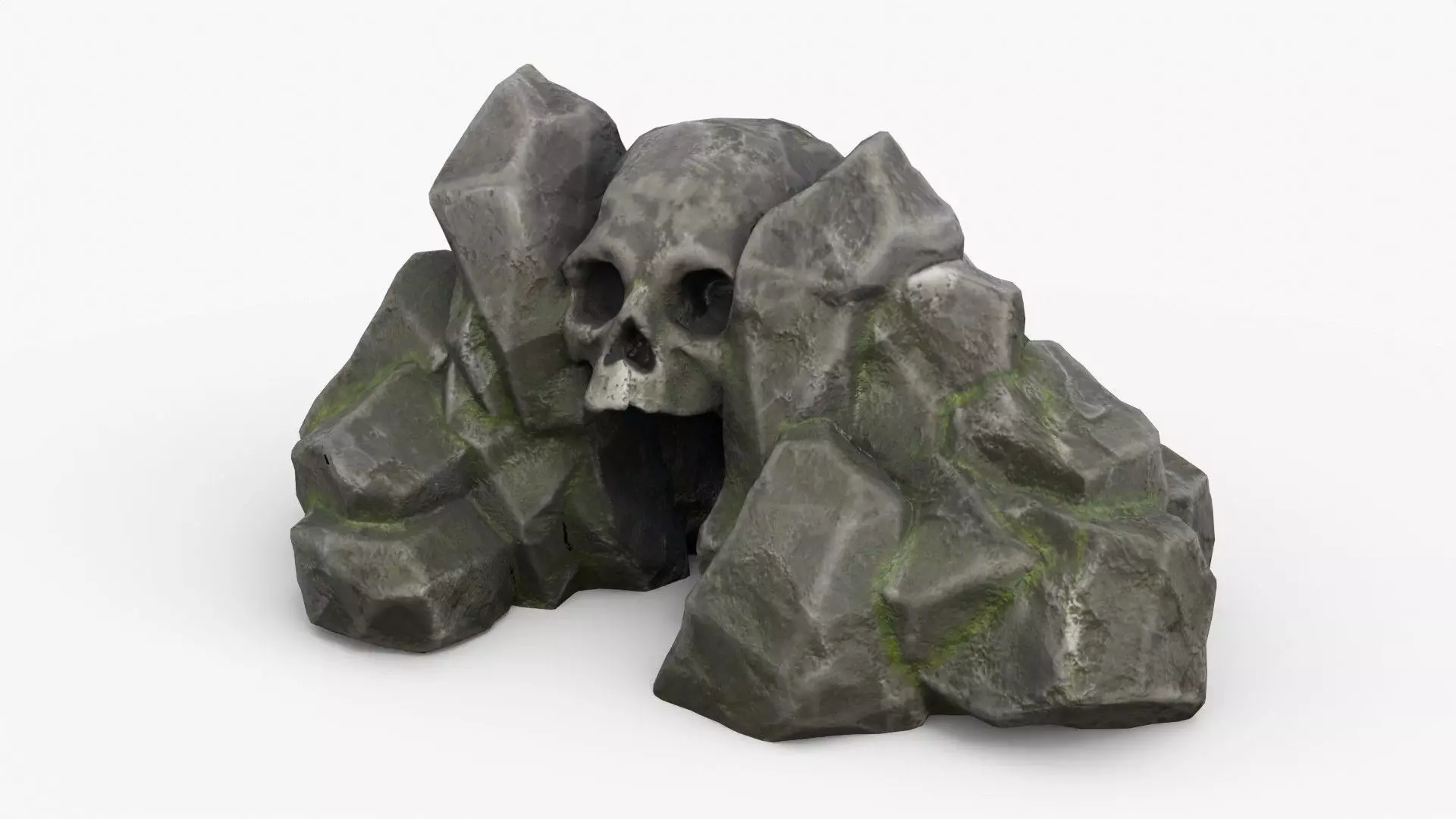 Rock Skull 1001 - Grey Jagged Stone Low-poly 3D model_0