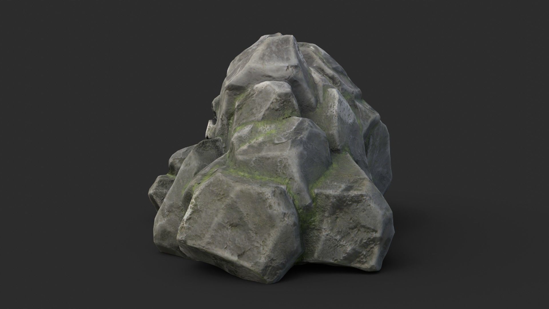 Rock Skull 1001 - Grey Jagged Stone Low-poly 3D model_5
