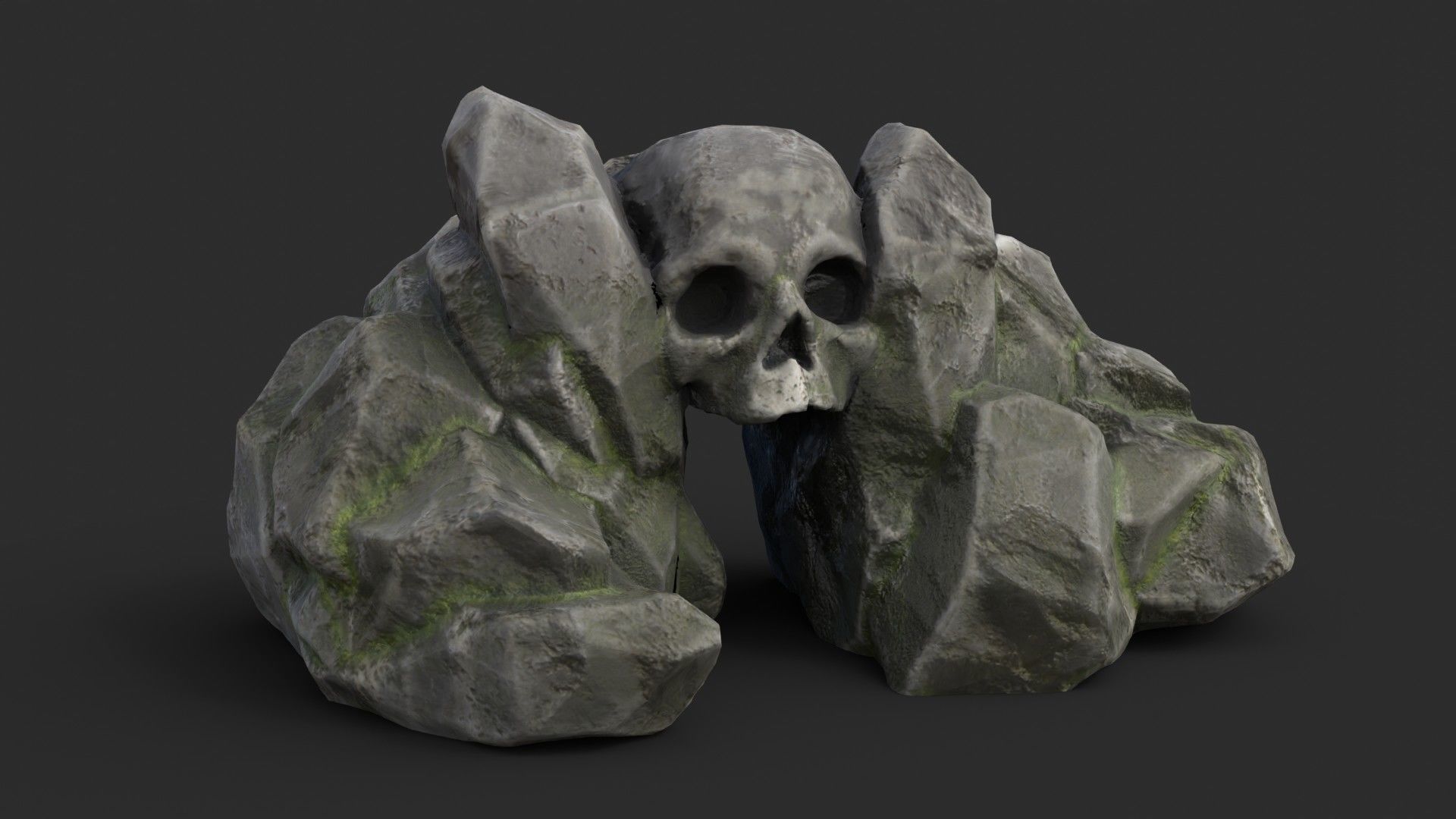 Rock Skull 1001 - Grey Jagged Stone Low-poly 3D model_2