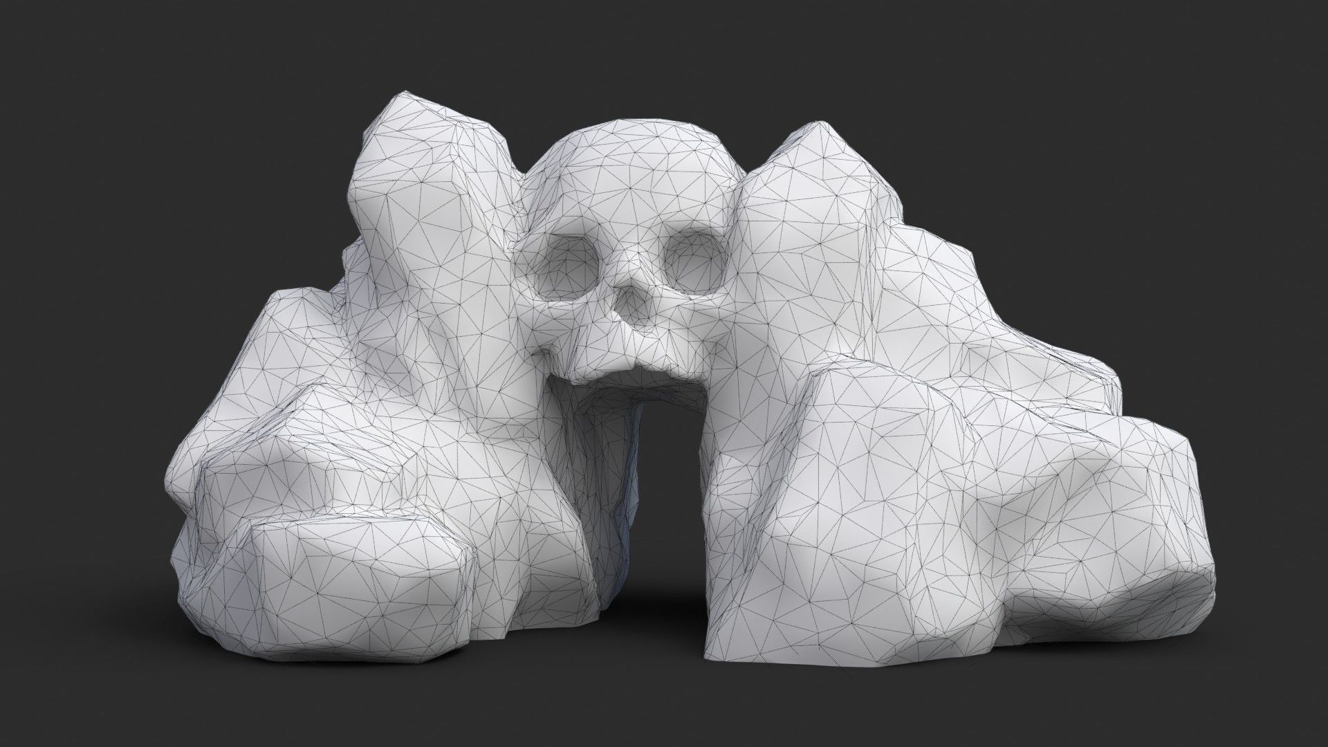 Rock Skull 1001 - Grey Jagged Stone Low-poly 3D model_13