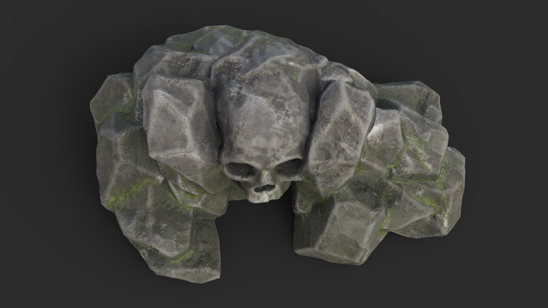 Rock Skull 1001 - Grey Jagged Stone Low-poly 3D model_7