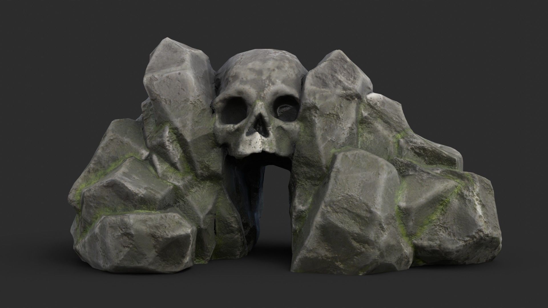 Rock Skull 1001 - Grey Jagged Stone Low-poly 3D model_6