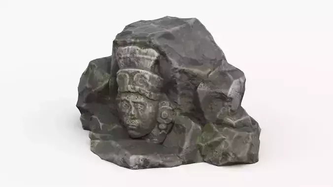 Rock Maya 1003 - Grey Jagged Stone Low-poly 3D model
