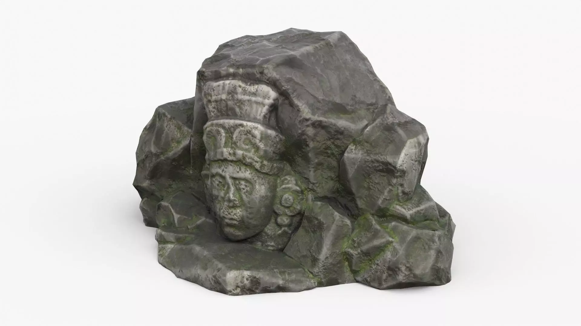 Rock Maya 1003 - Grey Jagged Stone Low-poly 3D model_0