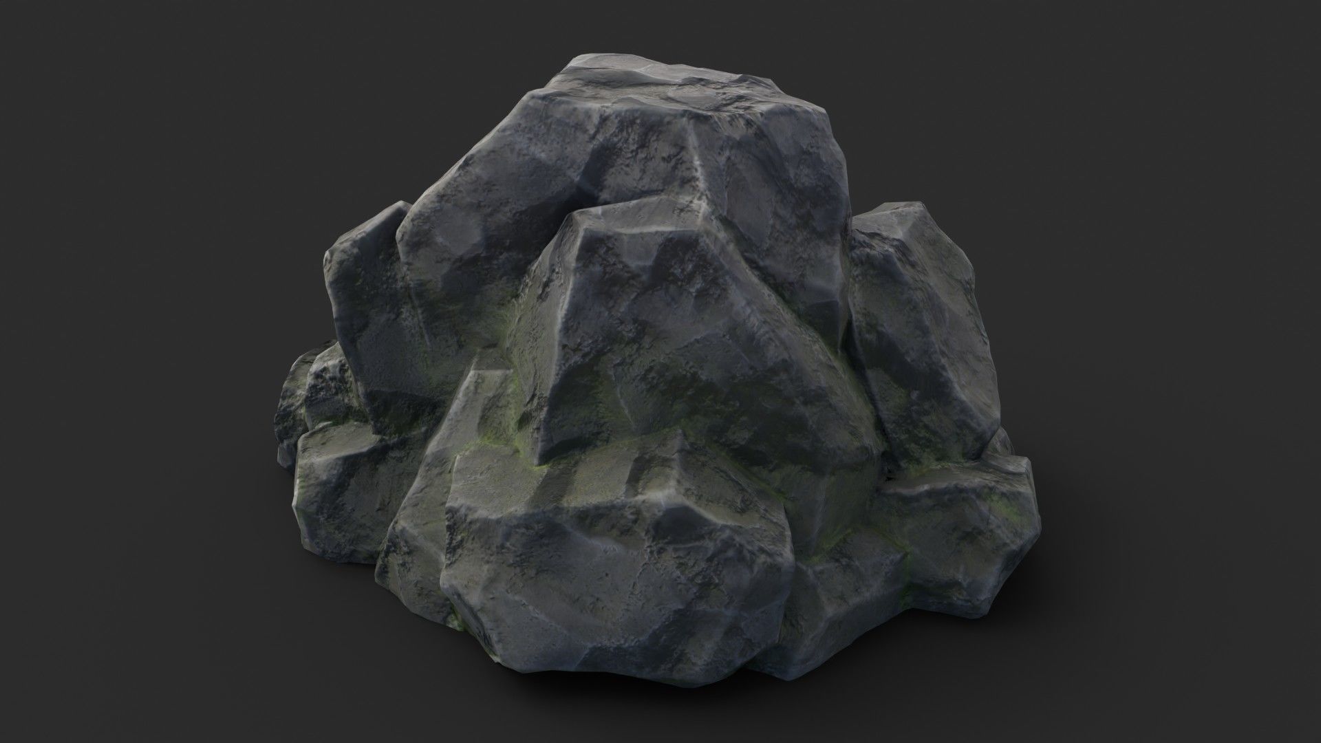 Rock Maya 1003 - Grey Jagged Stone Low-poly 3D model_4