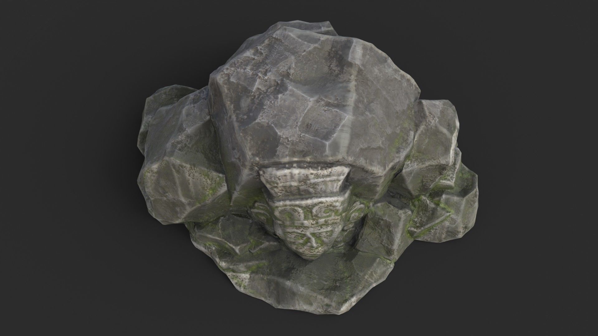 Rock Maya 1003 - Grey Jagged Stone Low-poly 3D model_7