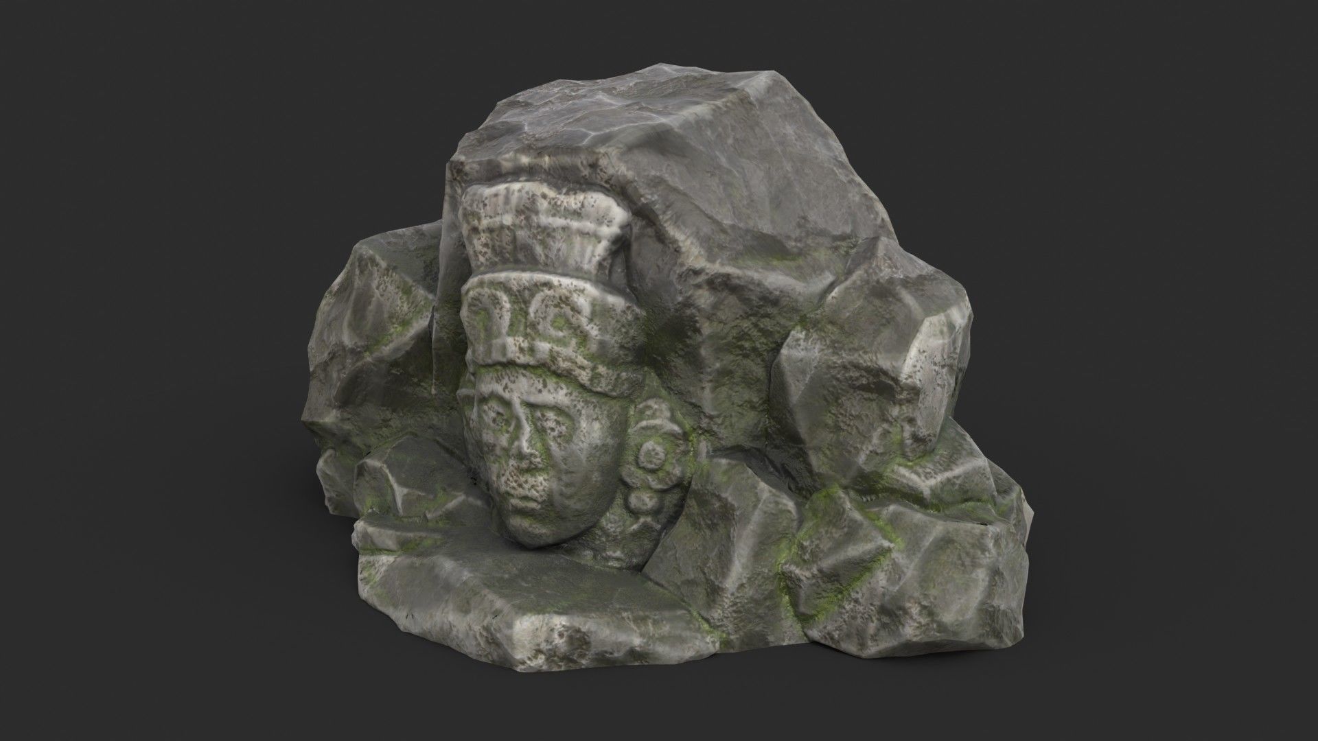 Rock Maya 1003 - Grey Jagged Stone Low-poly 3D model_1