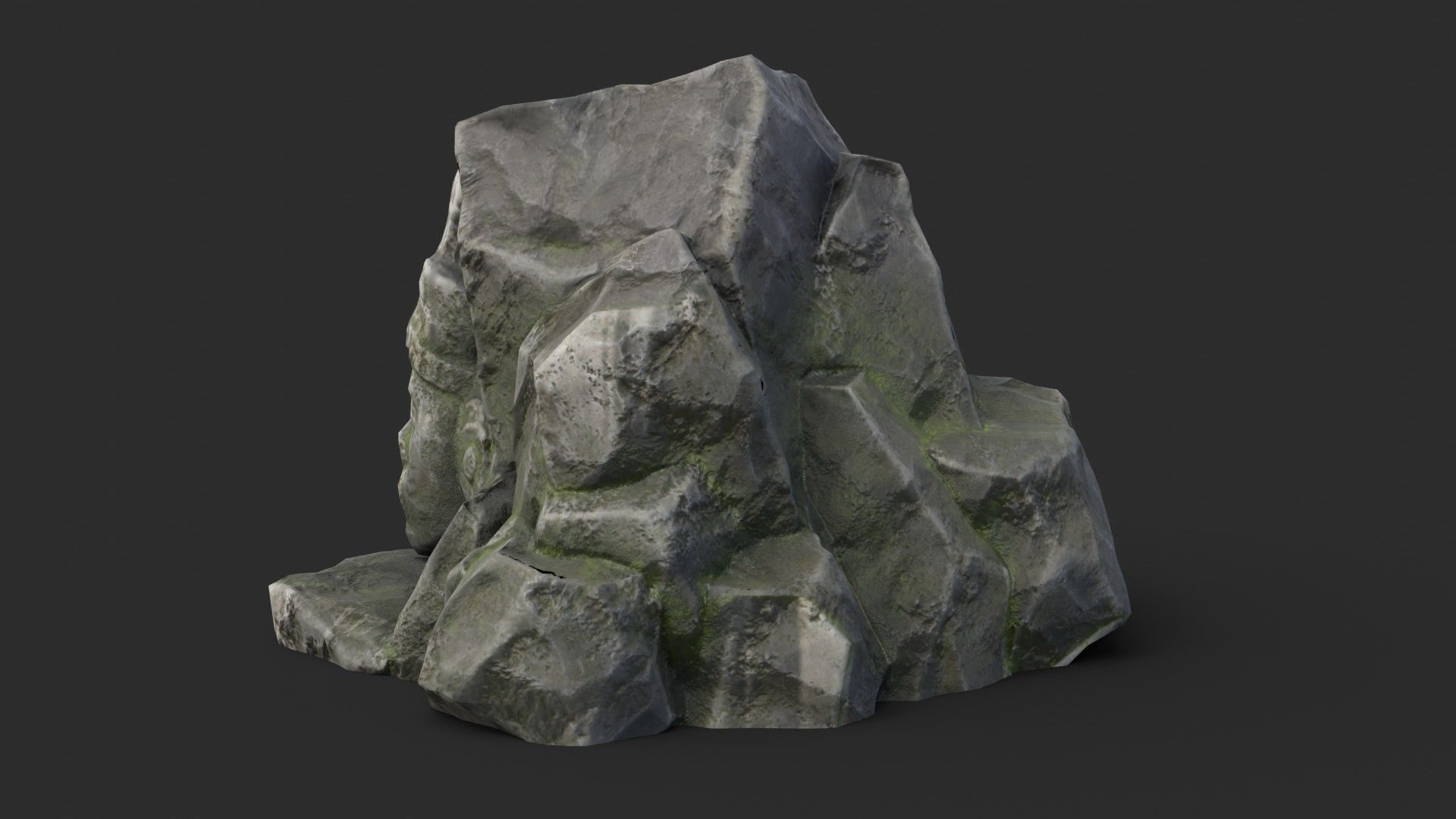 Rock Maya 1003 - Grey Jagged Stone Low-poly 3D model_5