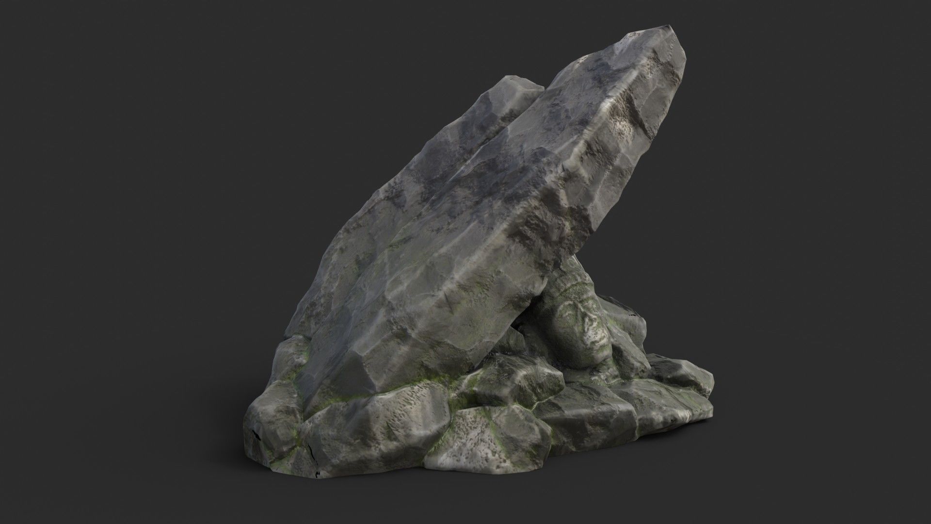 Rock Maya 1002 - Grey Jagged Stone Low-poly 3D model_2