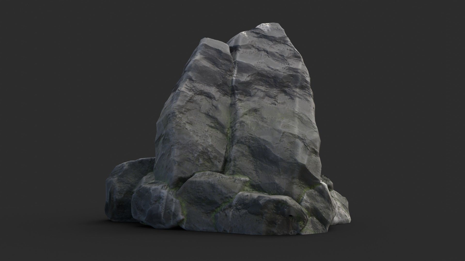 Rock Maya 1002 - Grey Jagged Stone Low-poly 3D model_3