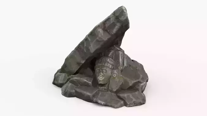 Rock Maya 1002 - Grey Jagged Stone Low-poly 3D model