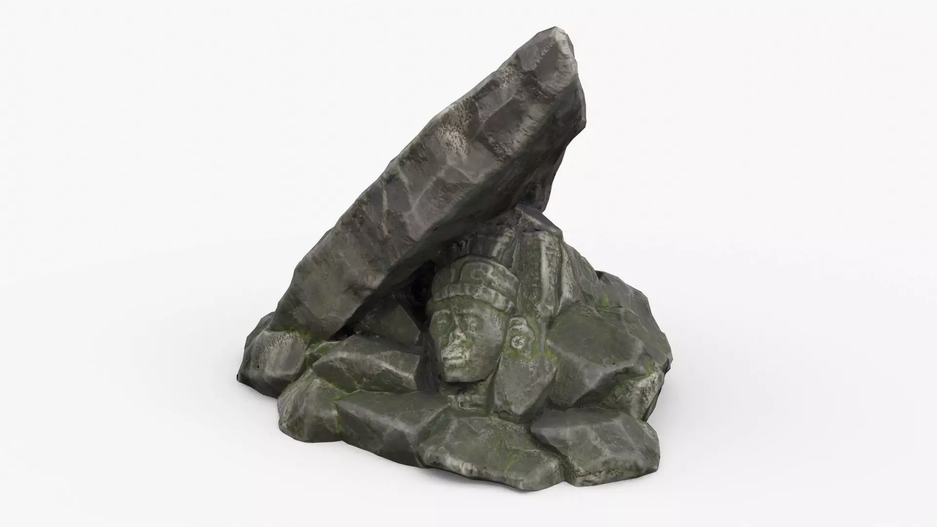 Rock Maya 1002 - Grey Jagged Stone Low-poly 3D model_0