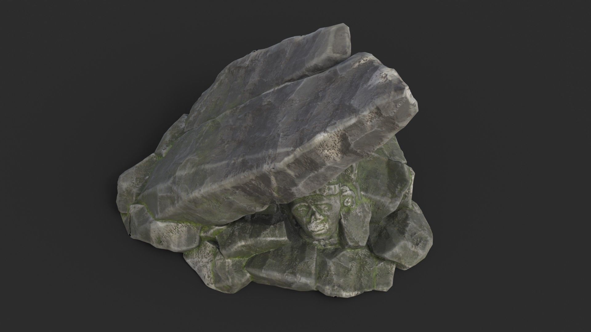 Rock Maya 1002 - Grey Jagged Stone Low-poly 3D model_7