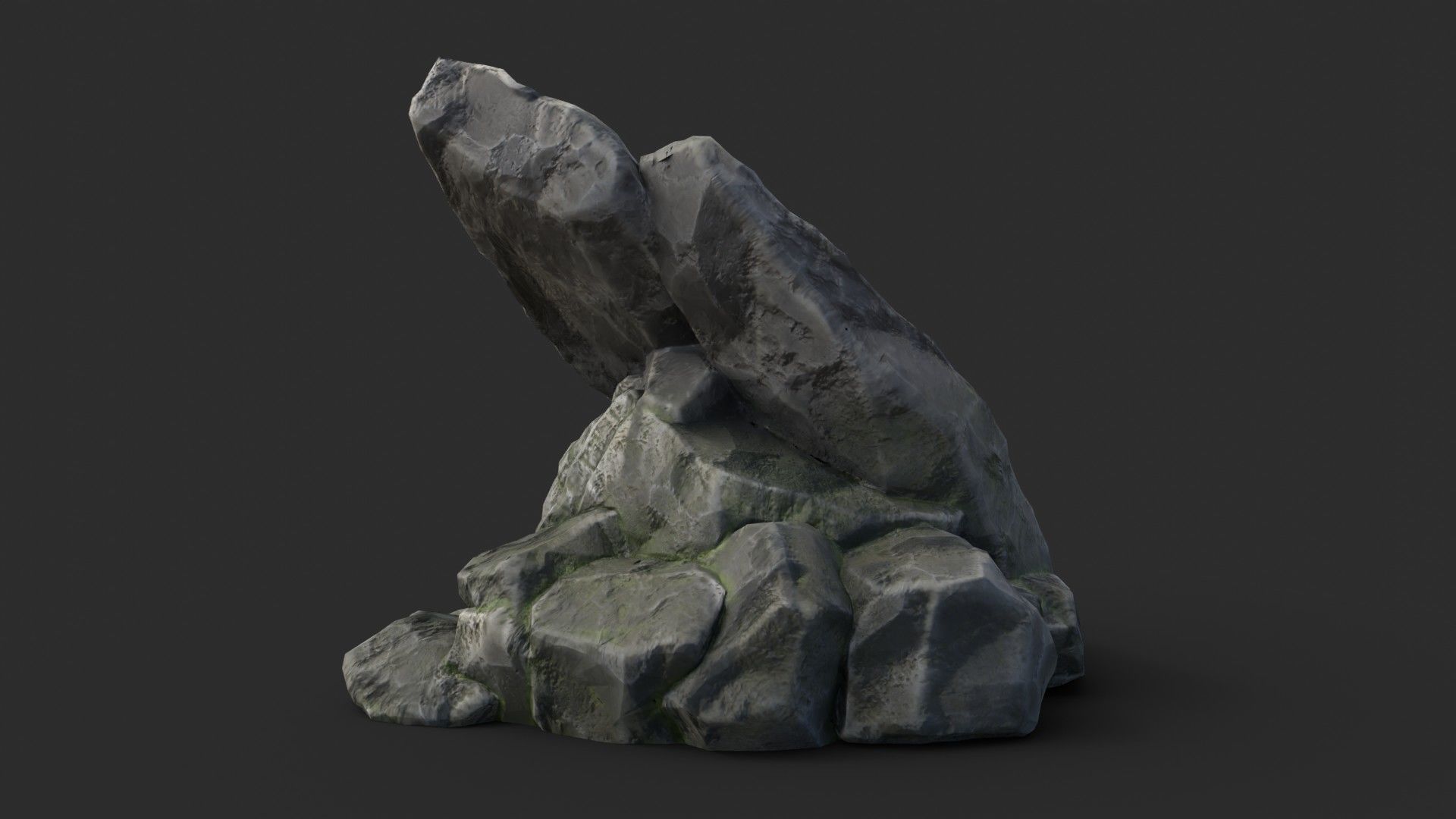 Rock Maya 1002 - Grey Jagged Stone Low-poly 3D model_5