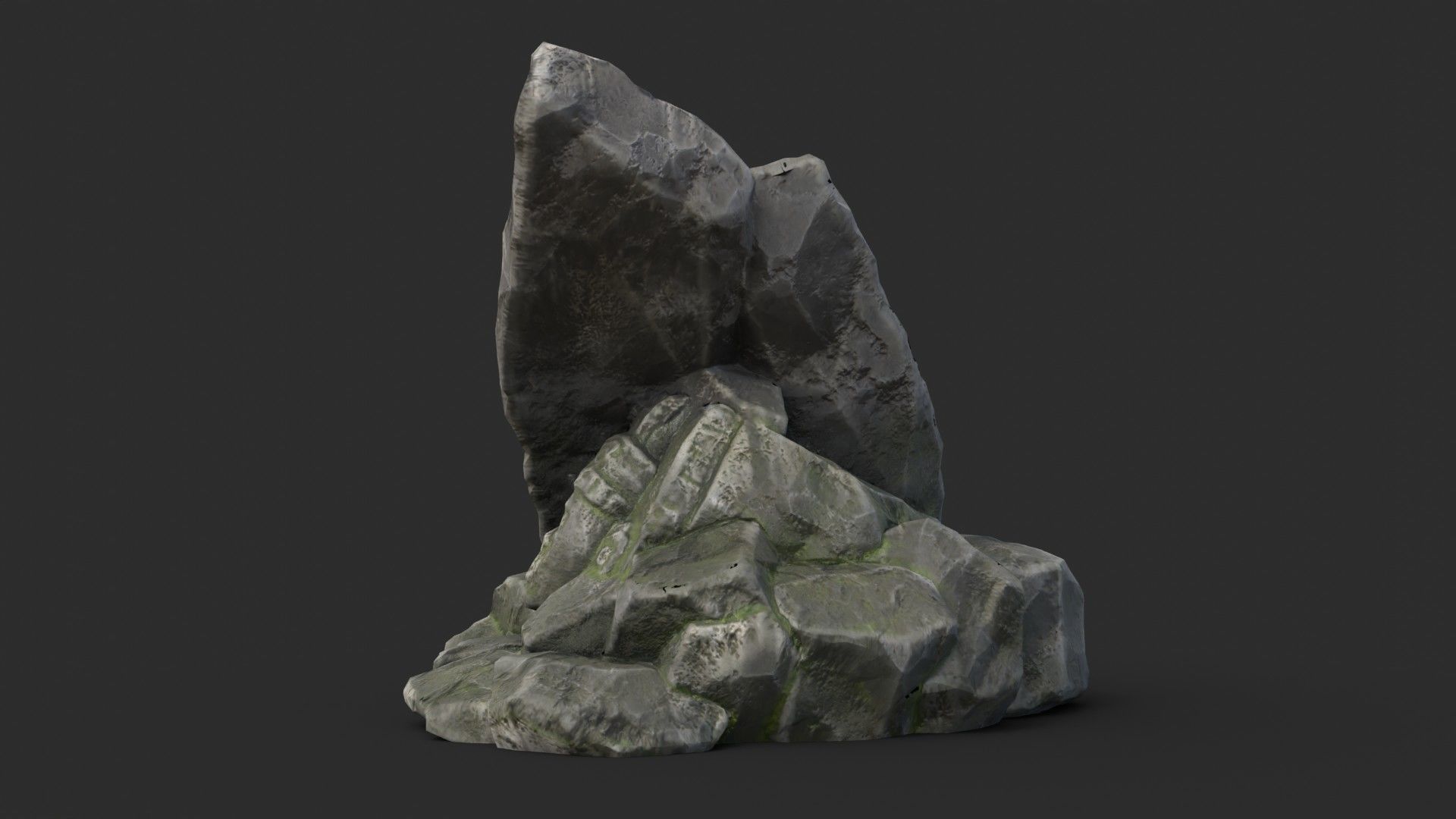 Rock Maya 1002 - Grey Jagged Stone Low-poly 3D model_6