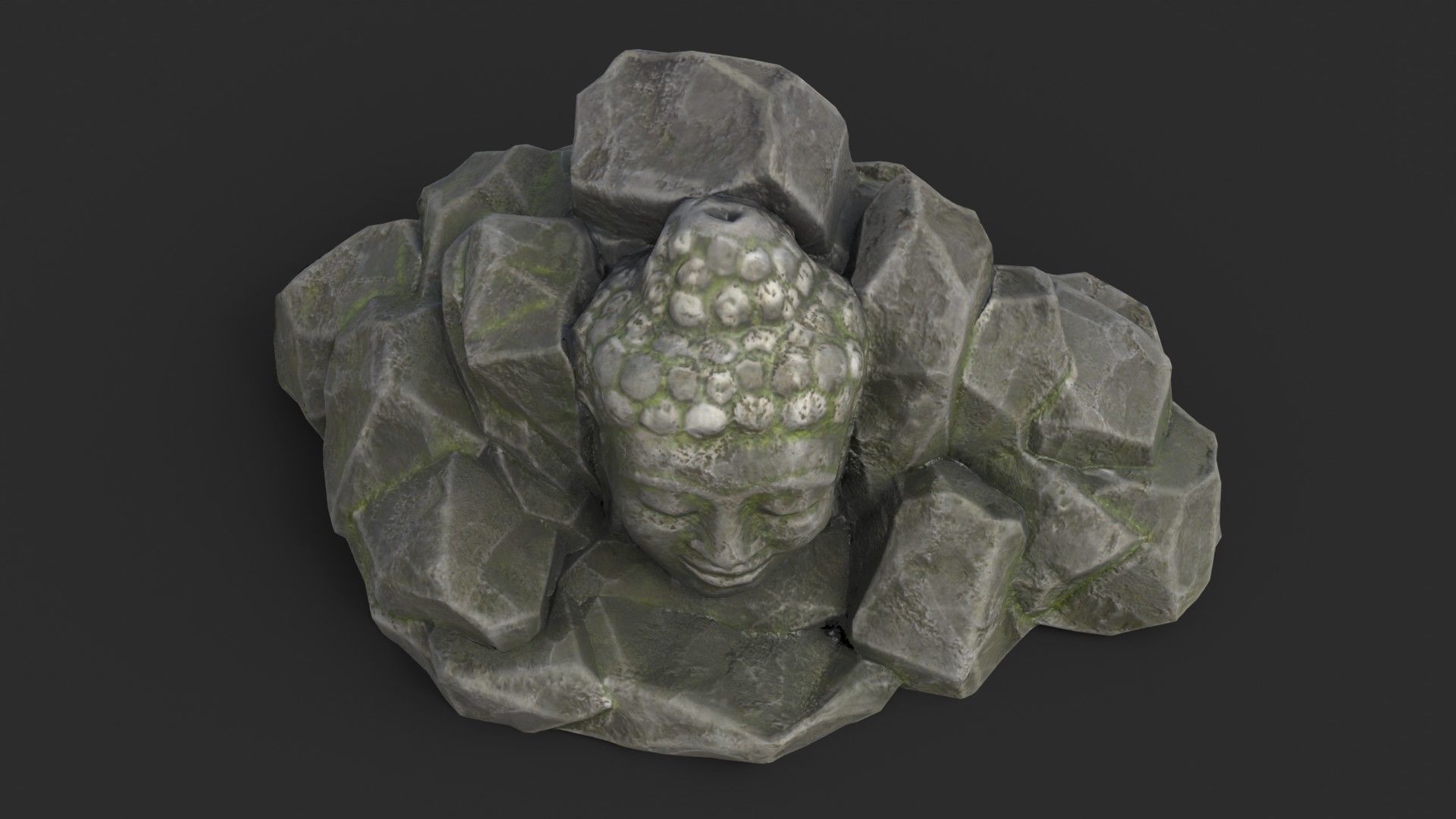 Rock Buddha 1005 Low-poly 3D model_7