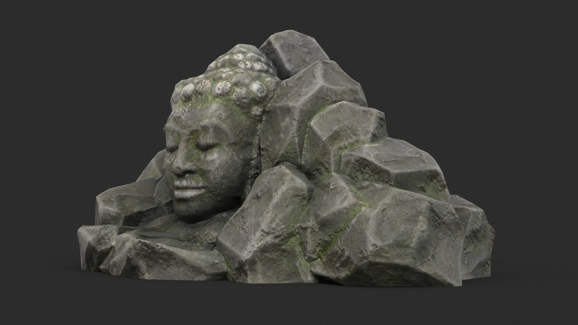 Rock Buddha 1005 Low-poly 3D model_6