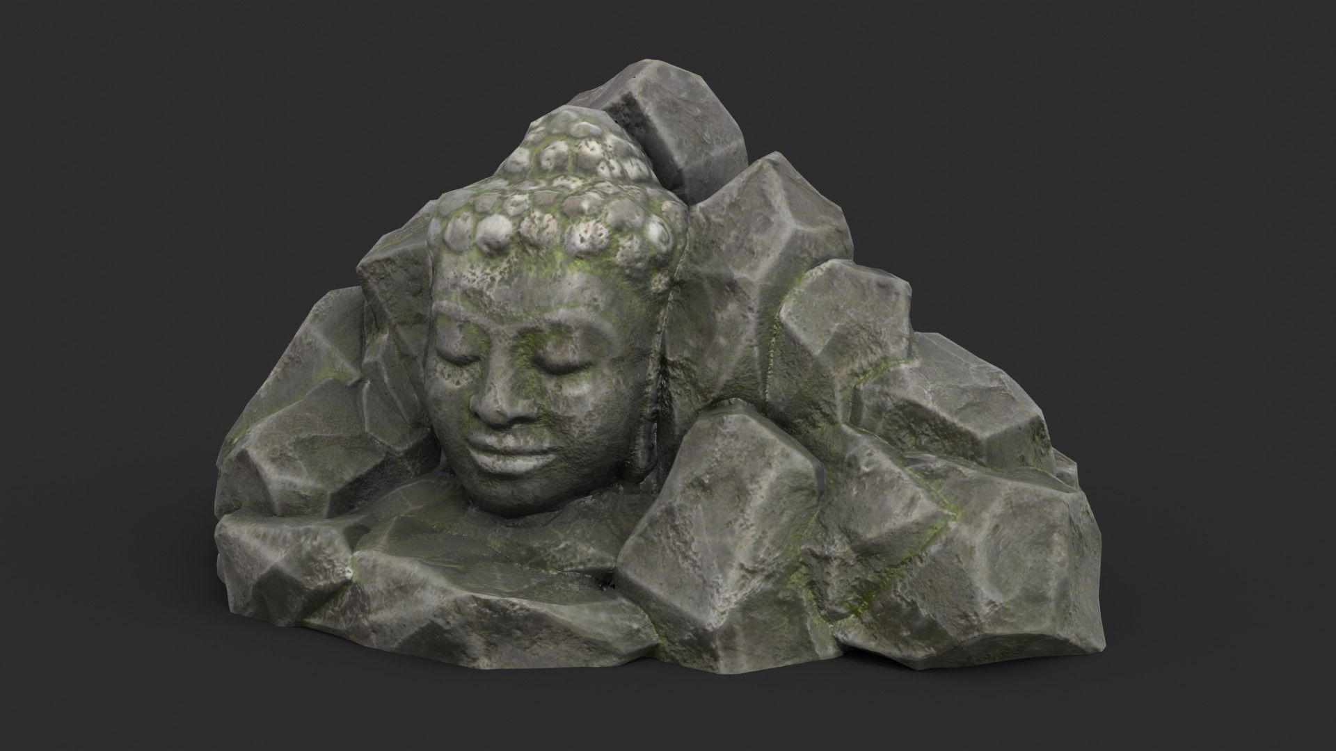 Rock Buddha 1005 Low-poly 3D model_1
