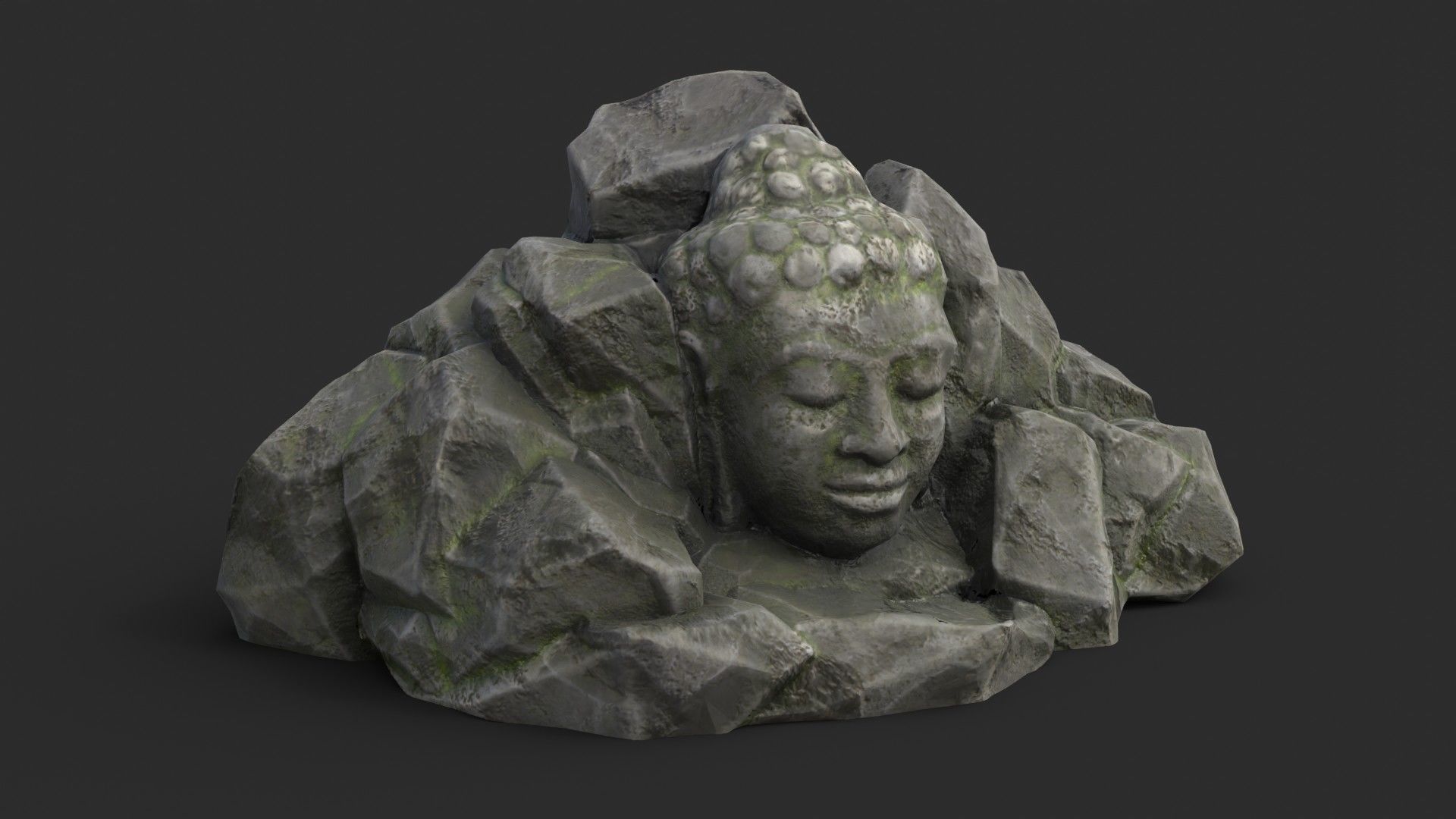 Rock Buddha 1005 Low-poly 3D model_2