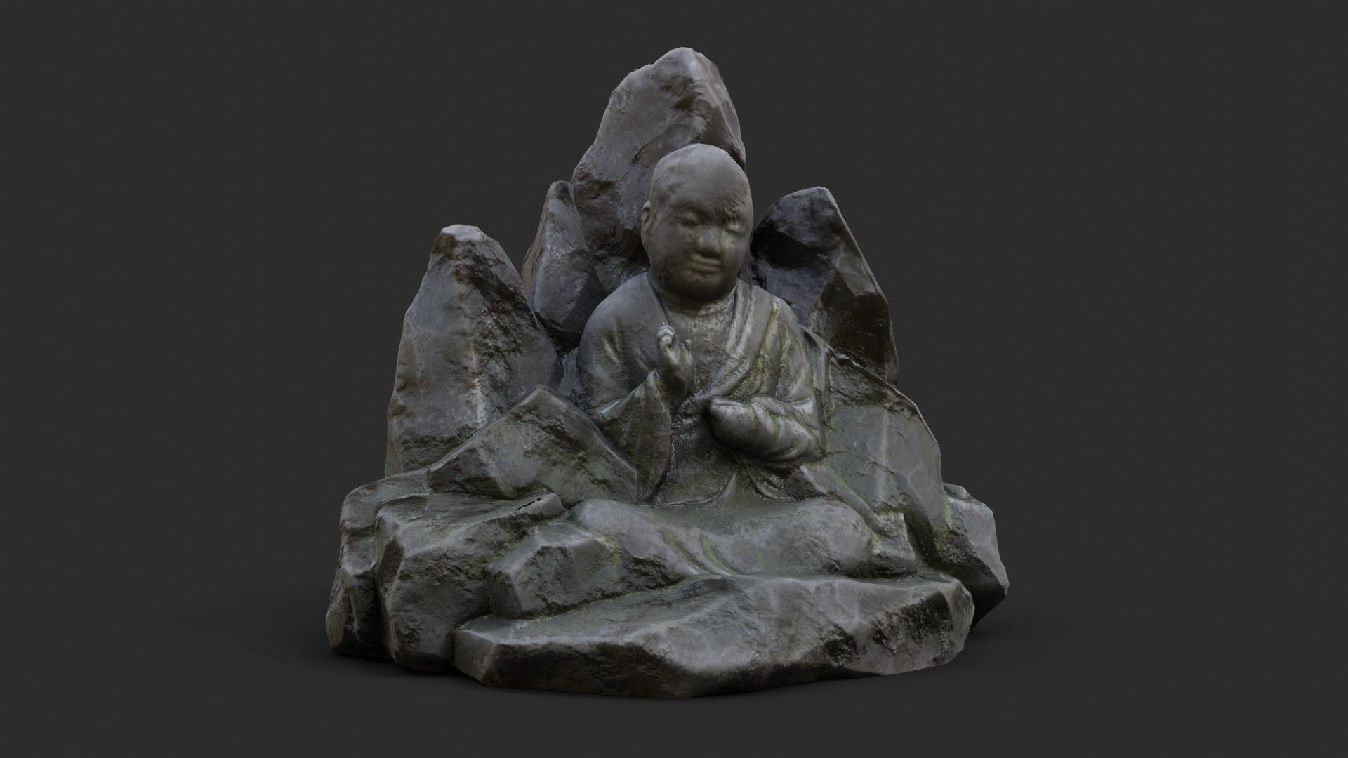 Rock Buddha 1002 Low-poly 3D model_1