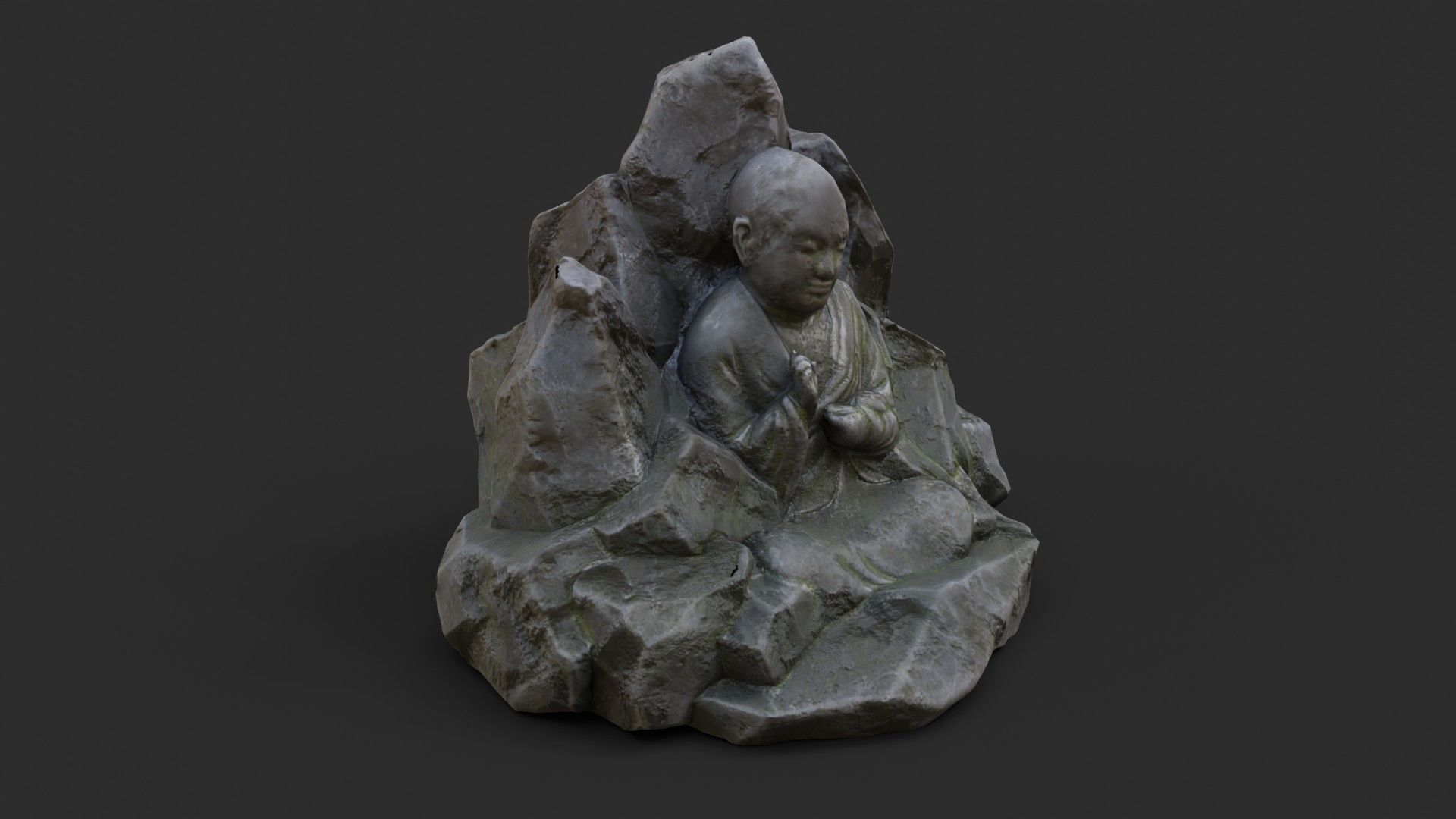 Rock Buddha 1002 Low-poly 3D model_2