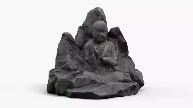 Rock Buddha 1002 Low-poly 3D model