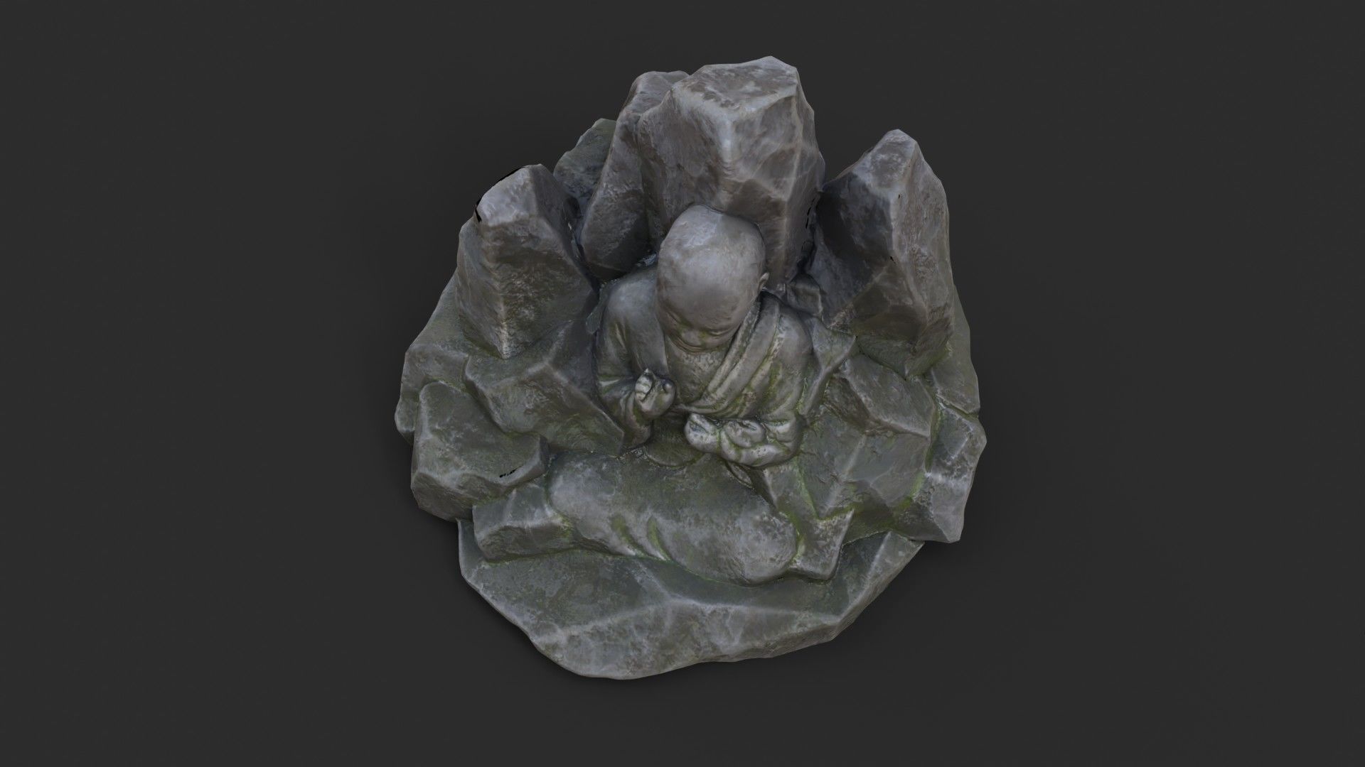 Rock Buddha 1002 Low-poly 3D model_7