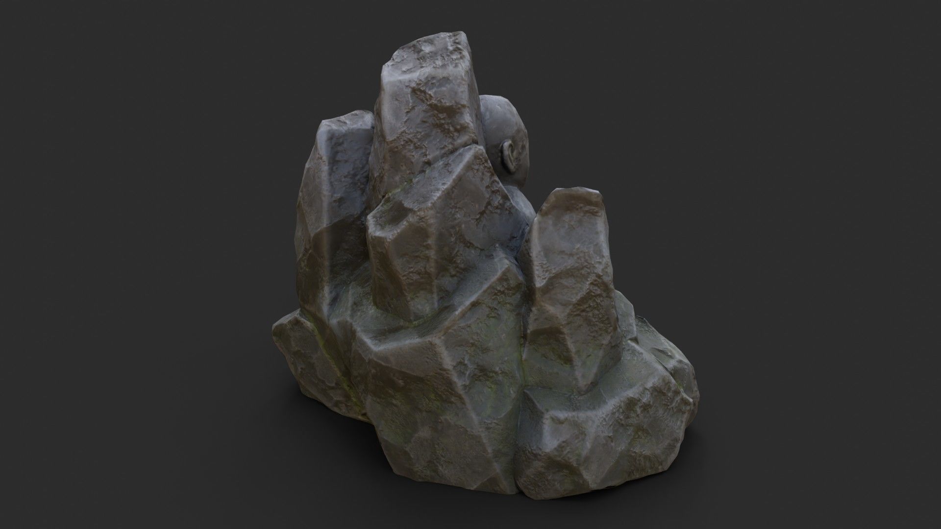 Rock Buddha 1002 Low-poly 3D model_3