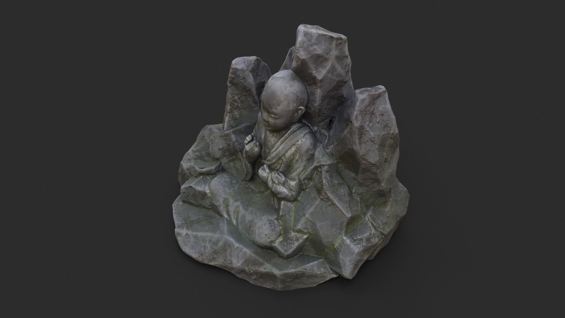 Rock Buddha 1002 Low-poly 3D model_5
