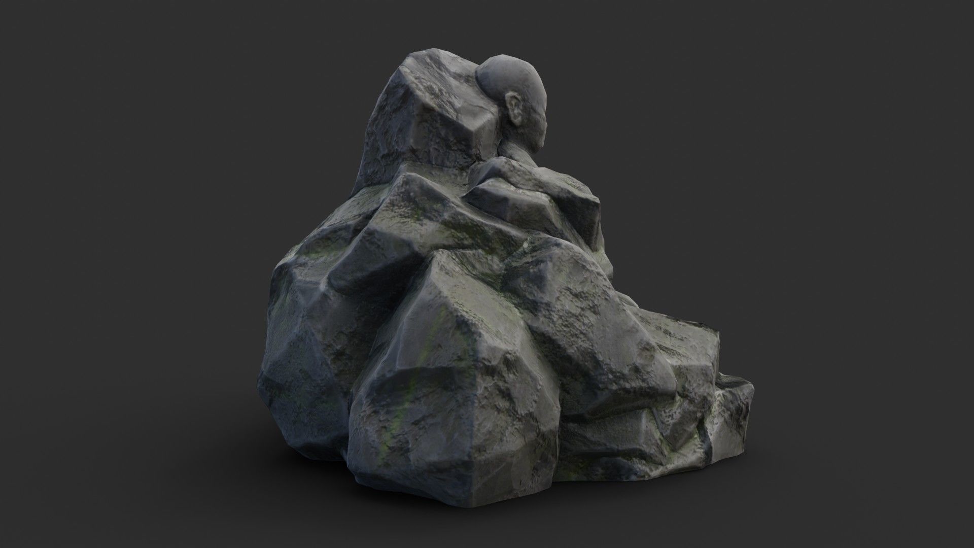 Rock Buddha 1003 - Grey Jagged Stone Low-poly 3D model_12