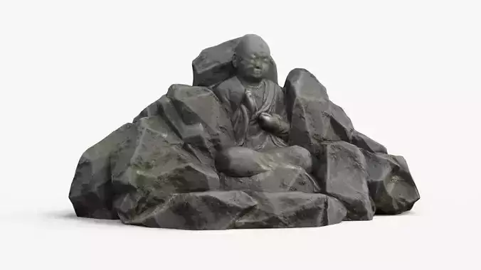 Rock Buddha 1003 - Grey Jagged Stone Low-poly 3D model