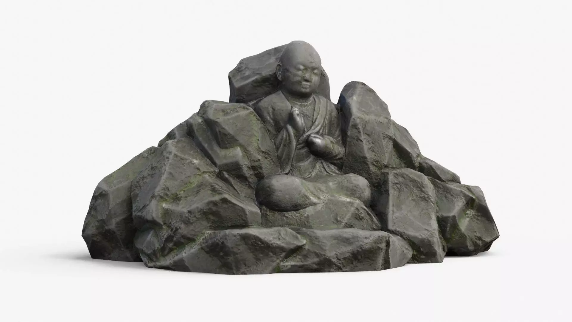 Rock Buddha 1003 - Grey Jagged Stone Low-poly 3D model_0