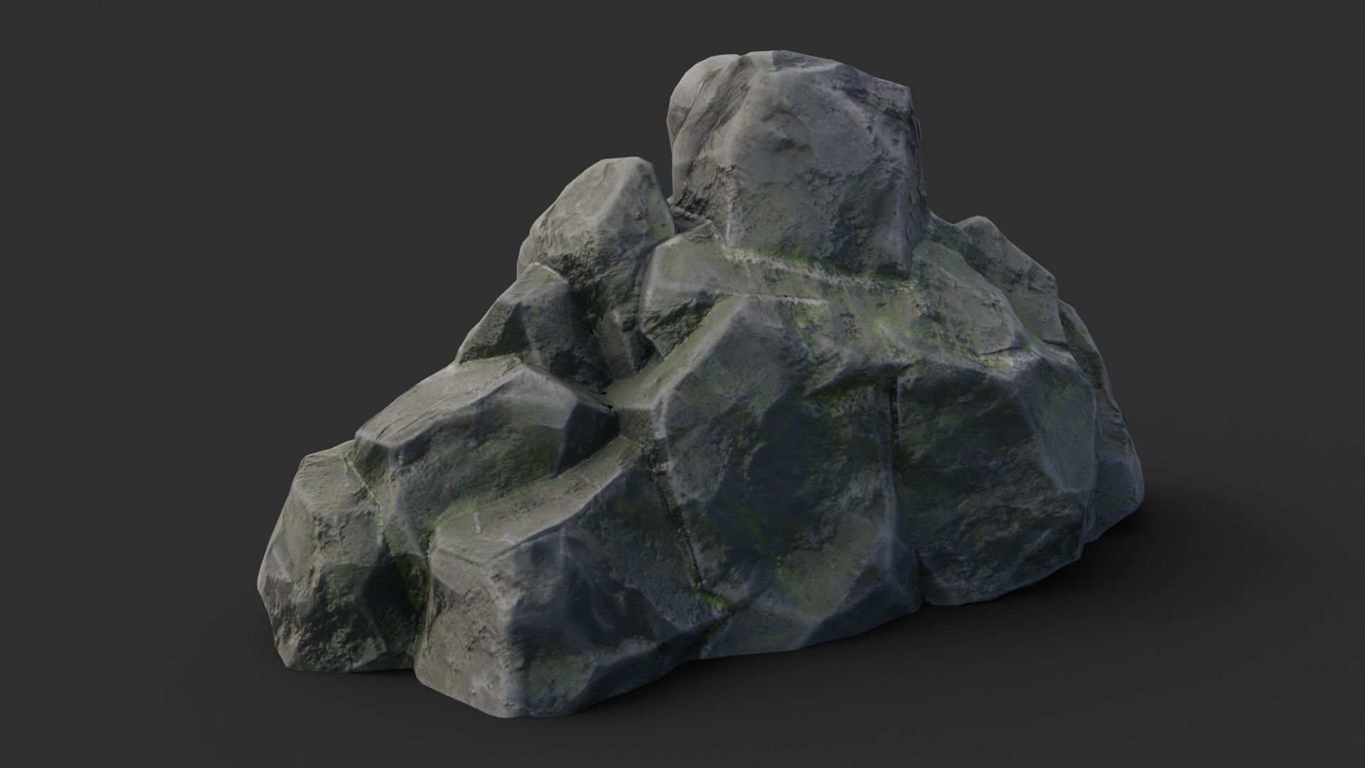 Rock Buddha 1003 - Grey Jagged Stone Low-poly 3D model_10