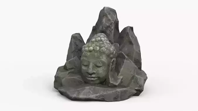 Rock Buddha 1004 - Grey Jagged Stone Low-poly 3D model