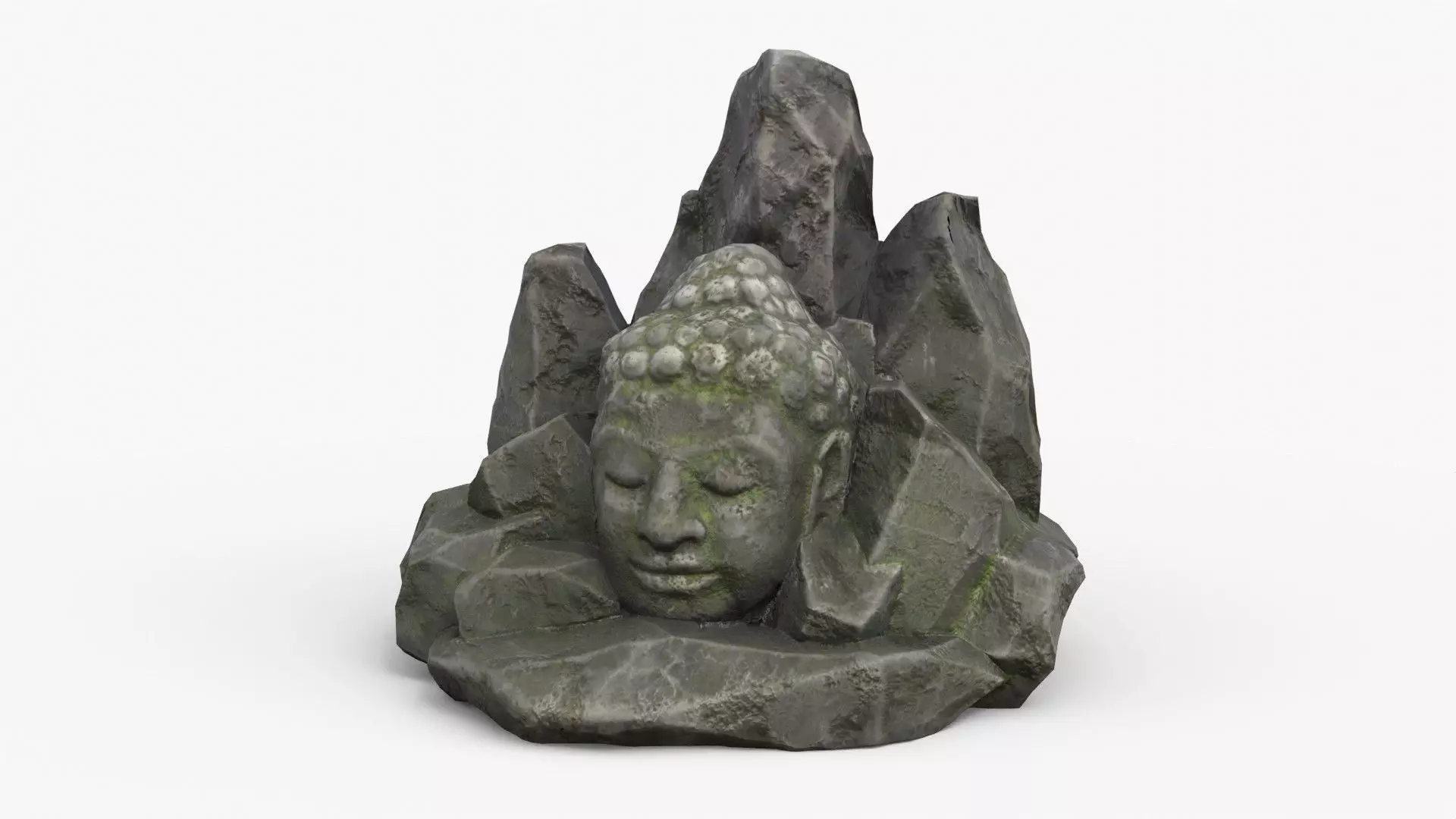 Rock Buddha 1004 - Grey Jagged Stone Low-poly 3D model_0