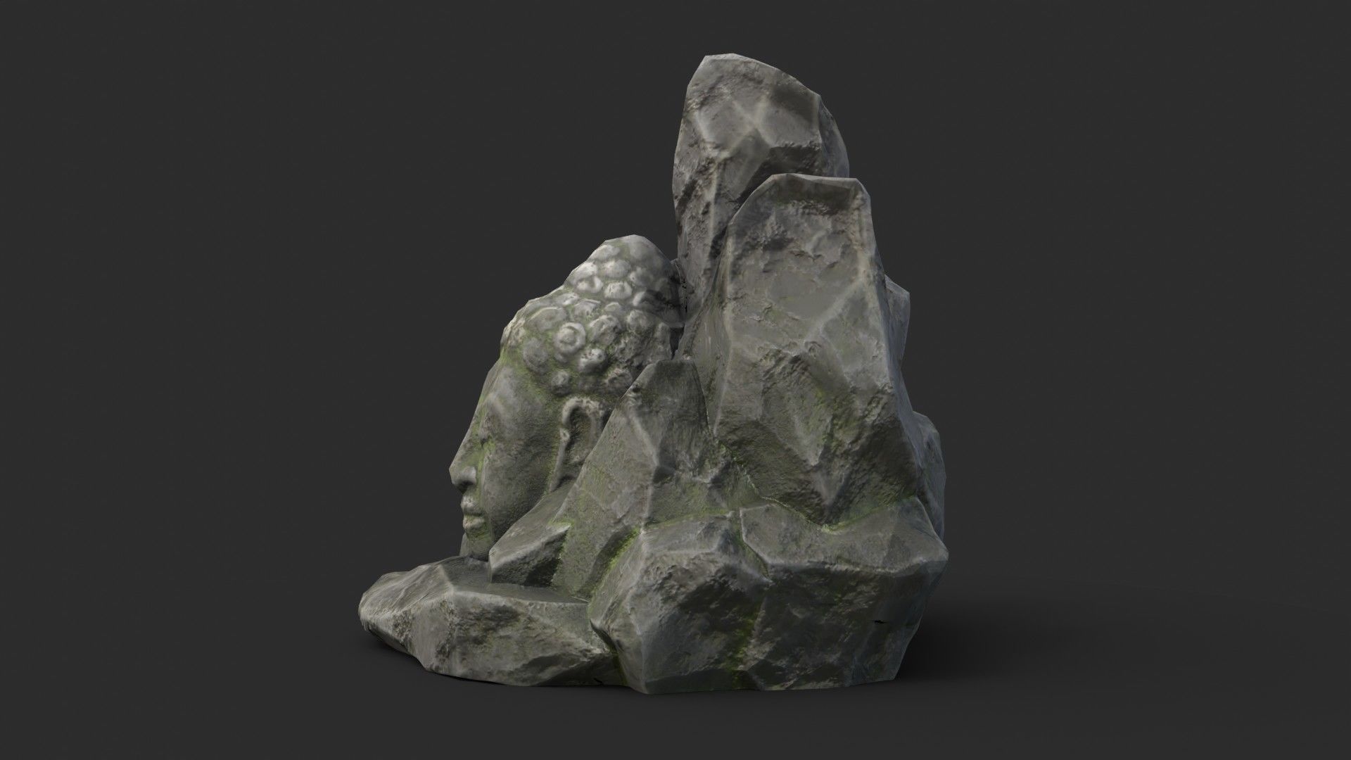 Rock Buddha 1004 - Grey Jagged Stone Low-poly 3D model_5