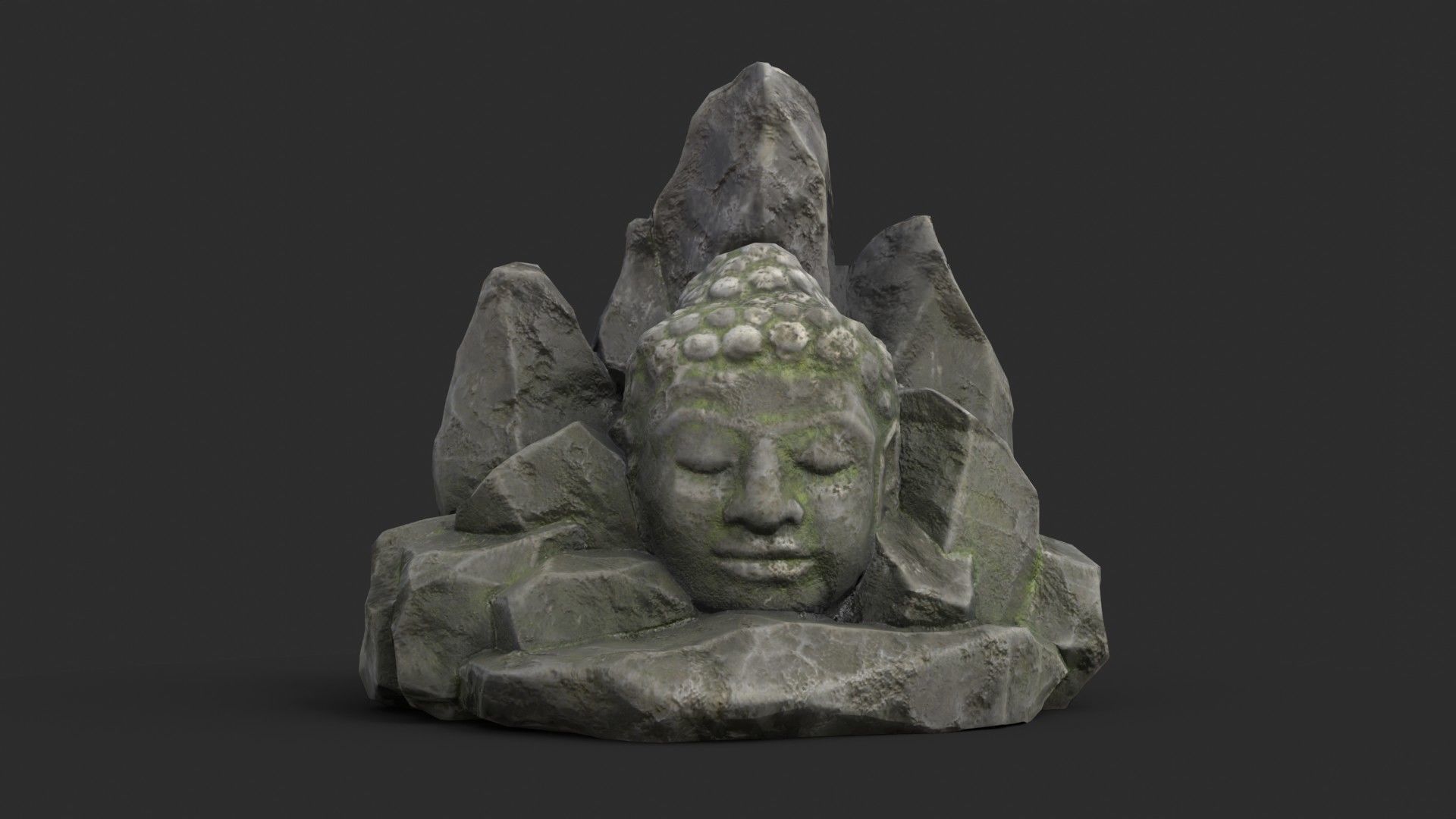 Rock Buddha 1004 - Grey Jagged Stone Low-poly 3D model_6