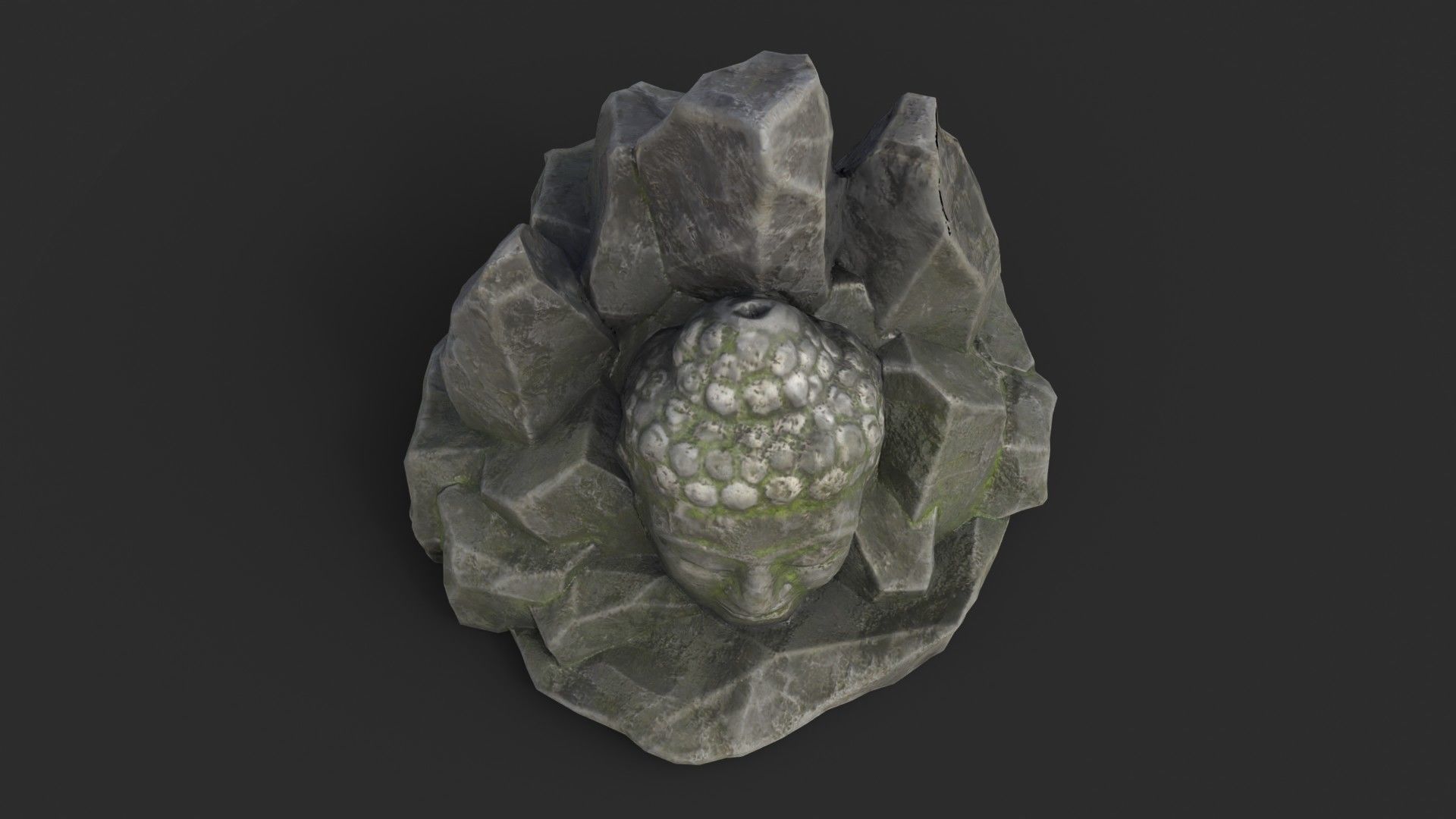 Rock Buddha 1004 - Grey Jagged Stone Low-poly 3D model_7