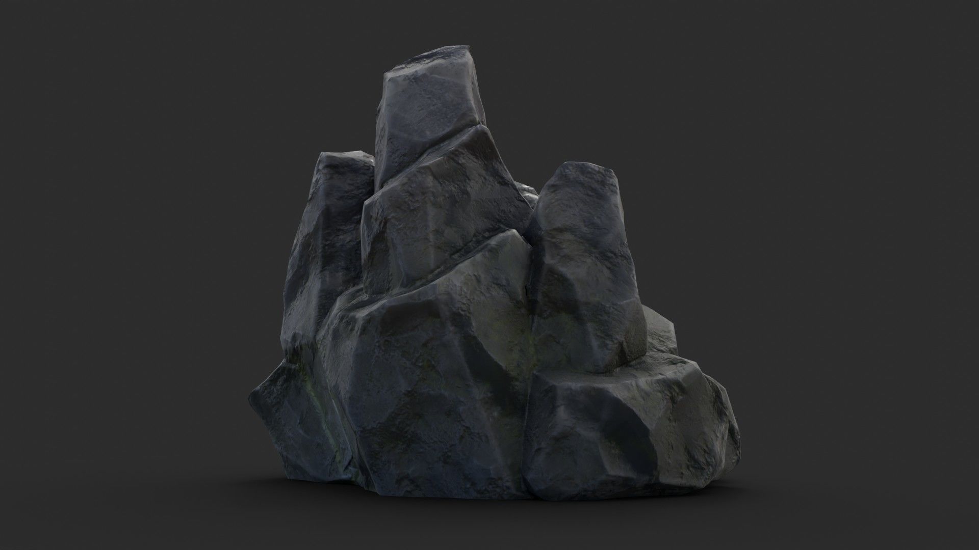 Rock Buddha 1004 - Grey Jagged Stone Low-poly 3D model_3