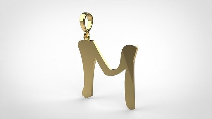 pendant alphapet zaiedsloppy M medium  3D print model