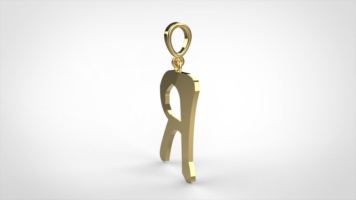 pendant alphapet zaiedsloppy R medium  3D print model_9
