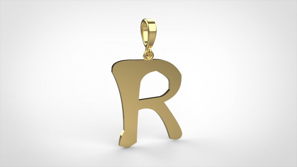 pendant alphapet zaiedsloppy R medium  3D print model_2