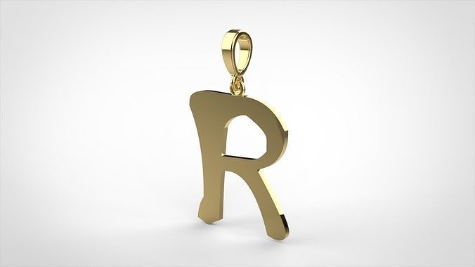 pendant alphapet zaiedsloppy R medium  3D print model