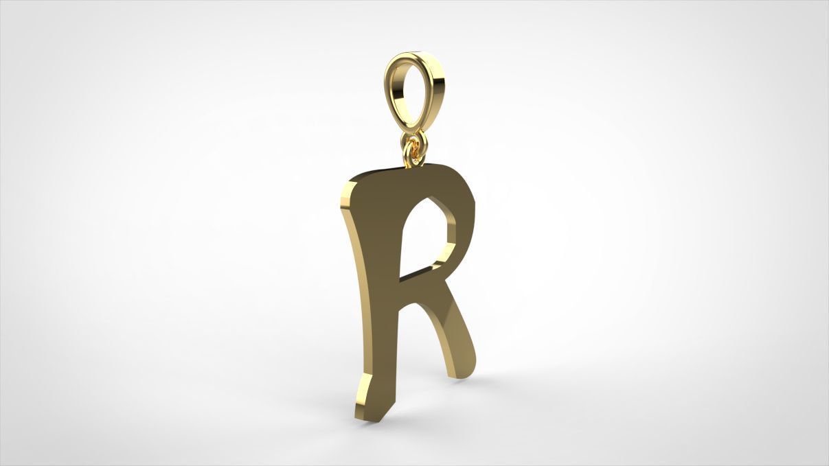pendant alphapet zaiedsloppy R medium  3D print model_11